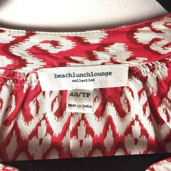 BeachLunchLounge | Red & Cream Patterned V-neck - Picture 2 of 5